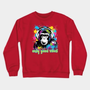 Monkey with Headphones Crewneck Sweatshirt